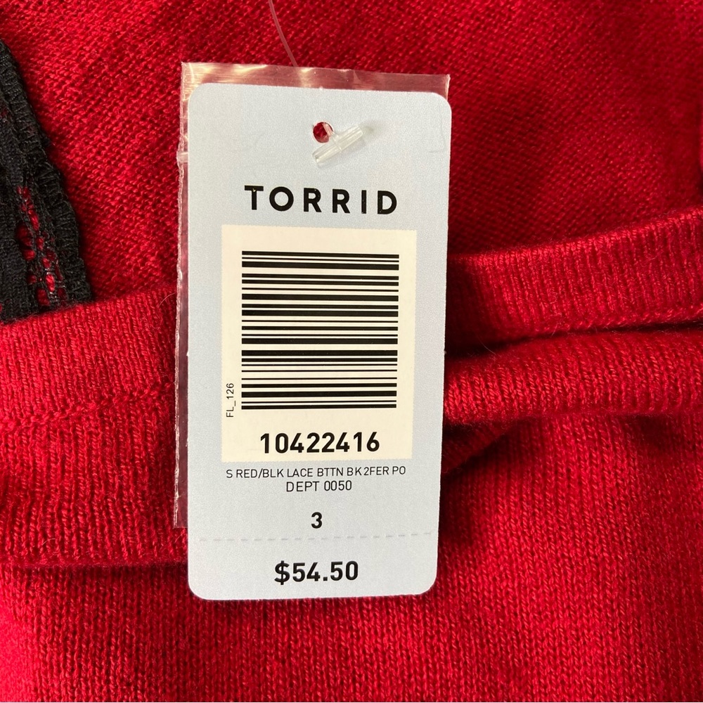 TORRID Lace Hem Pullover Sweater Split Button Bac… - image 14